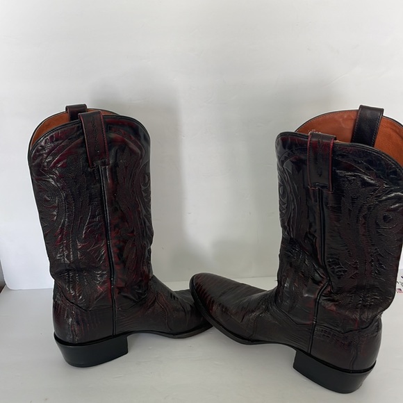 Dan Post Leather Western Boots Black Cherry Size 8D Teju Lizard - Picture 5 of 8